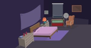 graphic of bedroom at night