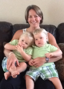 Amy Slater with her twin boys