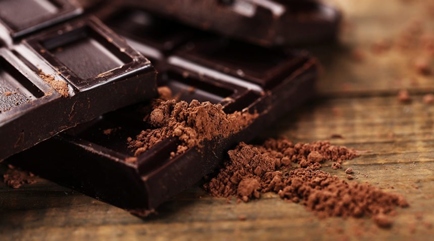 dark chocolate bar and powder