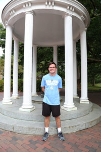 Colin at the Old Well days before he starts his freshman year at UNC.