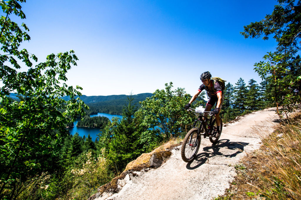 Man on mountainbike in British Columbia.
