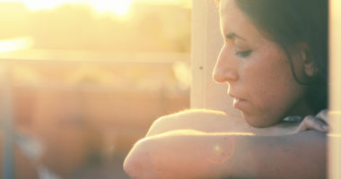 Portrait of a woman 35 years old in the sunset