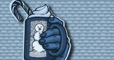 Illustration of blue hand holding snowman with a frowning face.