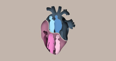 Silhouettes of women in a heart organ