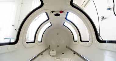 Inside a hyperbaric oxygen chamber