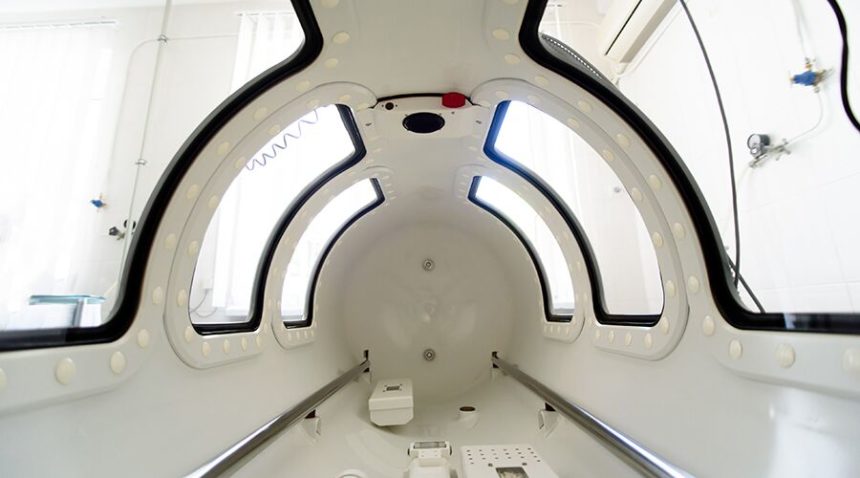 Inside a hyperbaric oxygen chamber