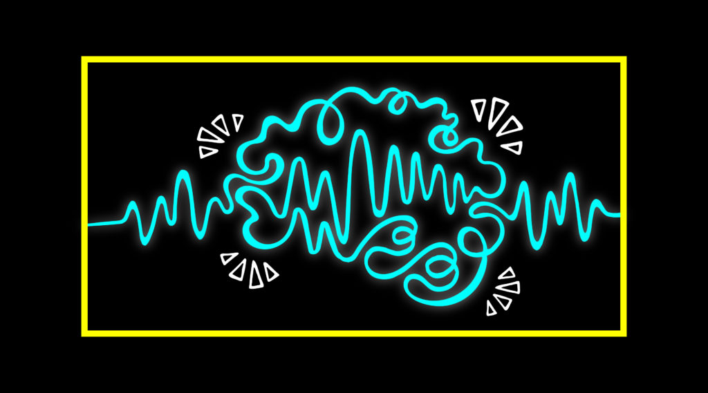 illustration of a brain with electric waves around it