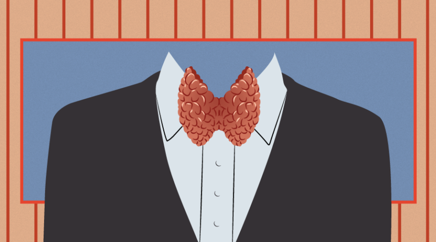 graphic of tuxedo with thyroid in place of bow tie