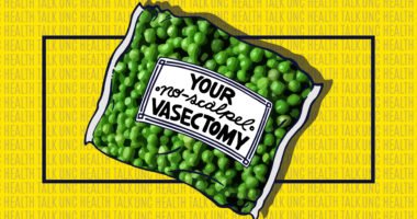 bag of frozen peas with your no-scapel vasectomy written on label