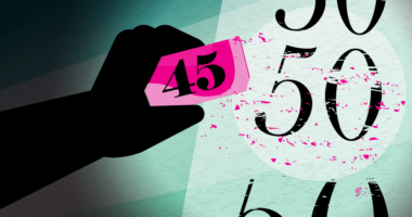 eraser marked "45" erasing the number 50