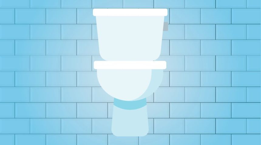 graphic of a toilet against a brick wall