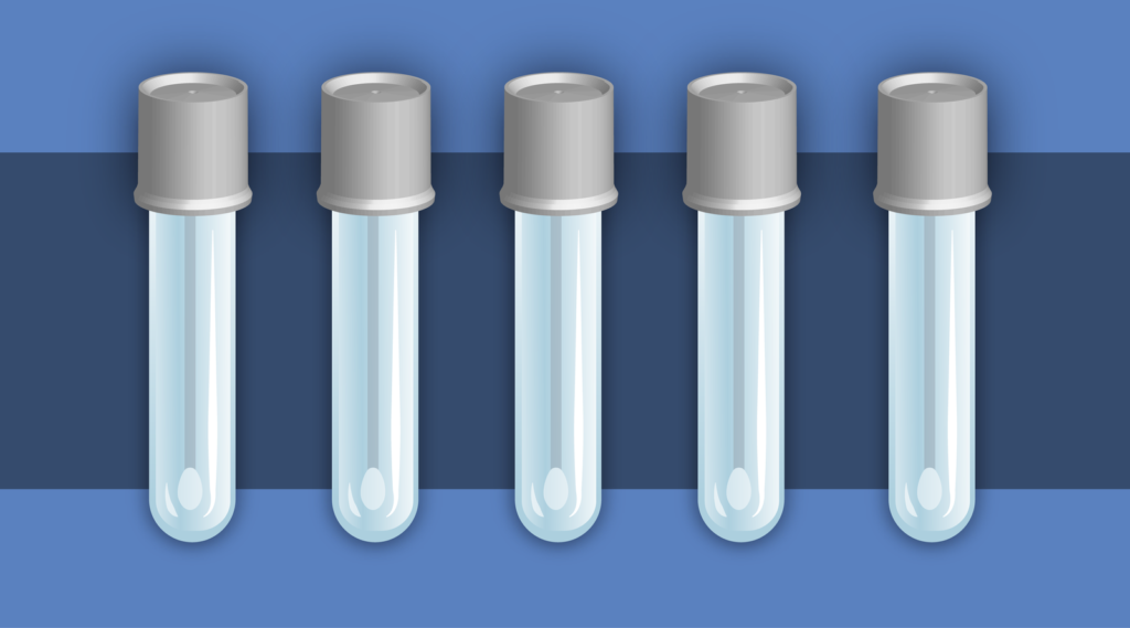 five test tubes in a row