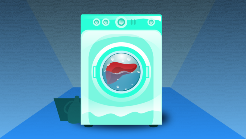 cartoon of liver in a washing machine