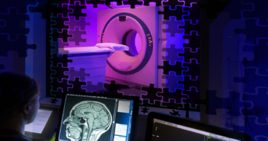 Photo illustration of an MRI machine.