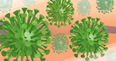 Illustration of a flu virus.