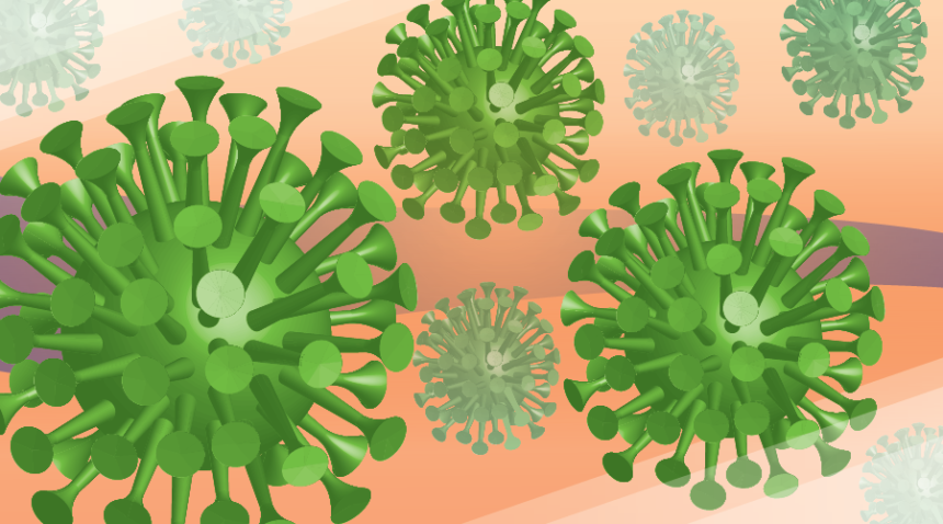 Illustration of a flu virus.
