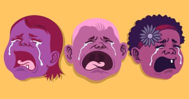 Illustration of three crying babies.