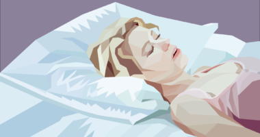 An illustration of a woman sleeping with her mouth open.