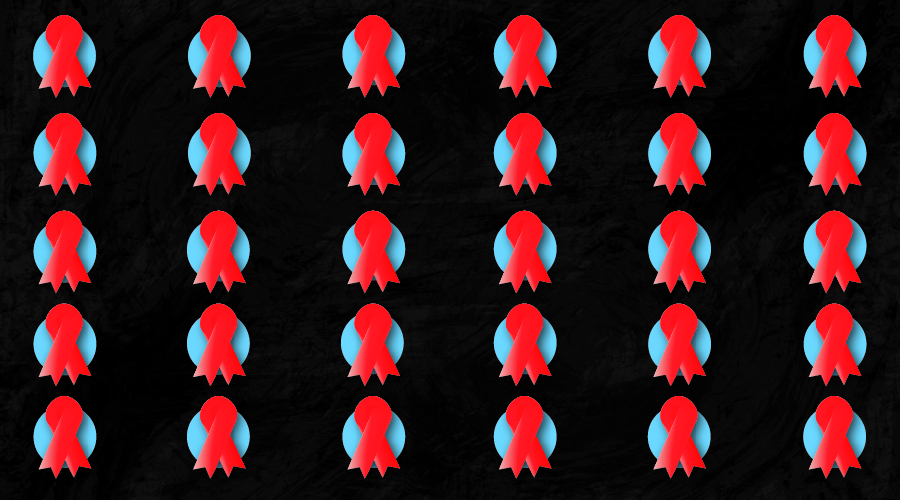 30 AIDS awareness ribbons.