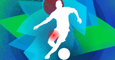 sillouette of athlete with blood clot image on leg