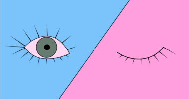 Illustration of eye with pink on whites of eye