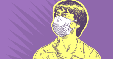 drawing of person wearing face mask