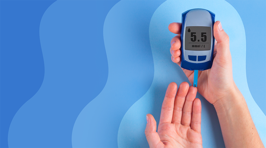 pair of hands pricking its finger with an insulin meter