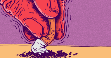 illustration of hand stamping out cigarette butt