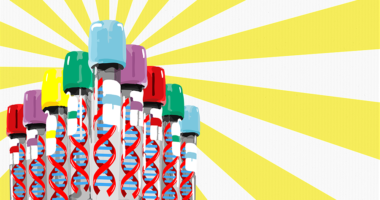 illustration of test tubes lined up in a formation, akin to superhero pose