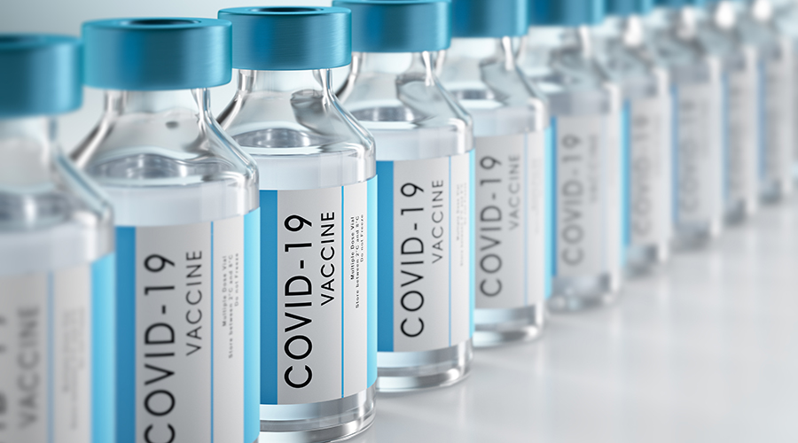 Close-up of bottles of COVID-19 vaccine