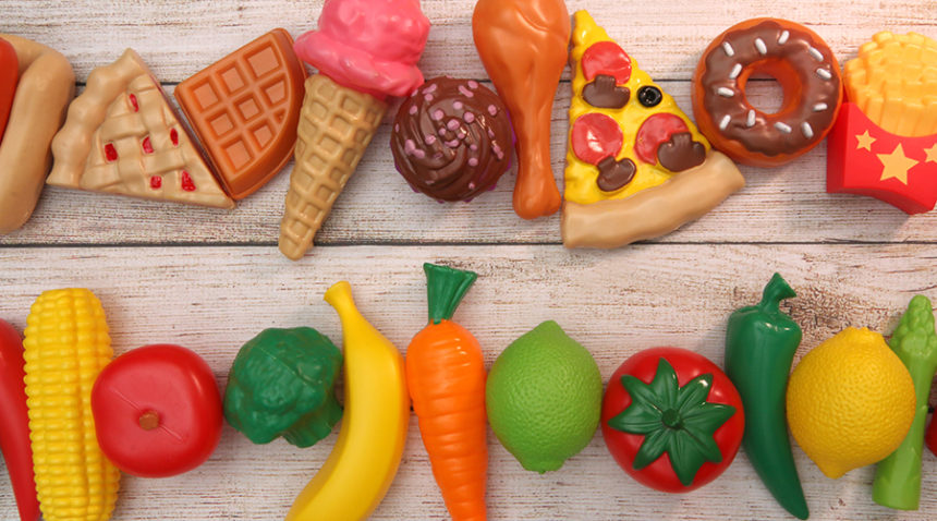 variety of plastic toy food