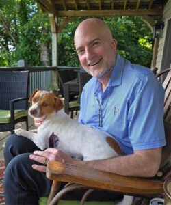 Mark Braswell with his dog.