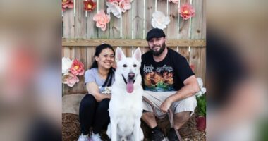 UNC Health patient Sierra Sumner with her fiance and dog